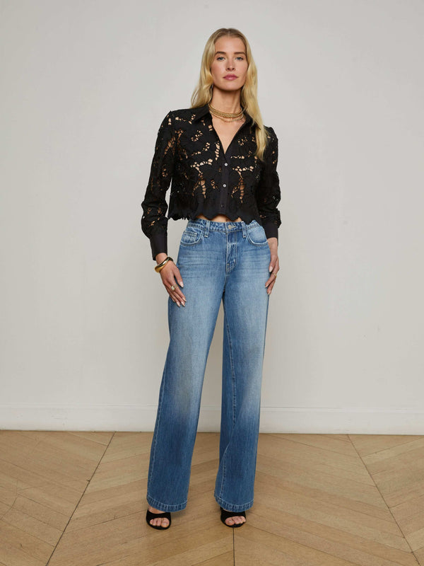 Seychelle Cropped Eyelet Blouse