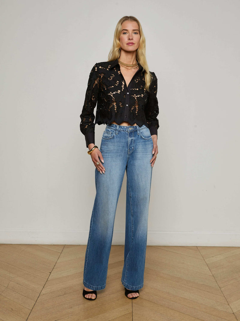Seychelle Cropped Eyelet Blouse