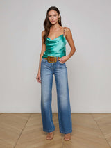 Lux Silk Buckle-Strap Camisole