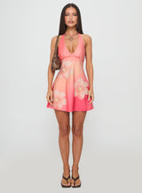 Laleisa Beaded Halter Mini Dress Multi