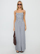 Kosie Shirred Maxi Dress Blue Stripe