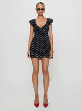 I Guess So Mini Dress Black Polka Dot Tall