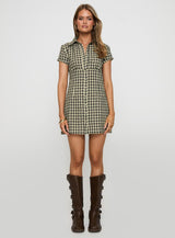 Motley Mini Dress Brown Check