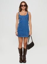 Rautha Denim Mini Dress Mid Wash