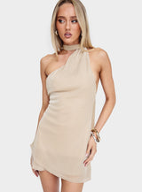 Infinito Scarf Tie Mini Dress Champagne