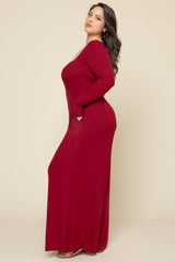 Go With The Flow Long Sleeve Jumpsuit - Deep Cherry