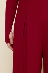 Go With The Flow Long Sleeve Jumpsuit - Deep Cherry