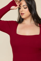 Go With The Flow Long Sleeve Jumpsuit - Deep Cherry