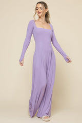 Go With The Flow Long Sleeve Jumpsuit - Lavender Haze