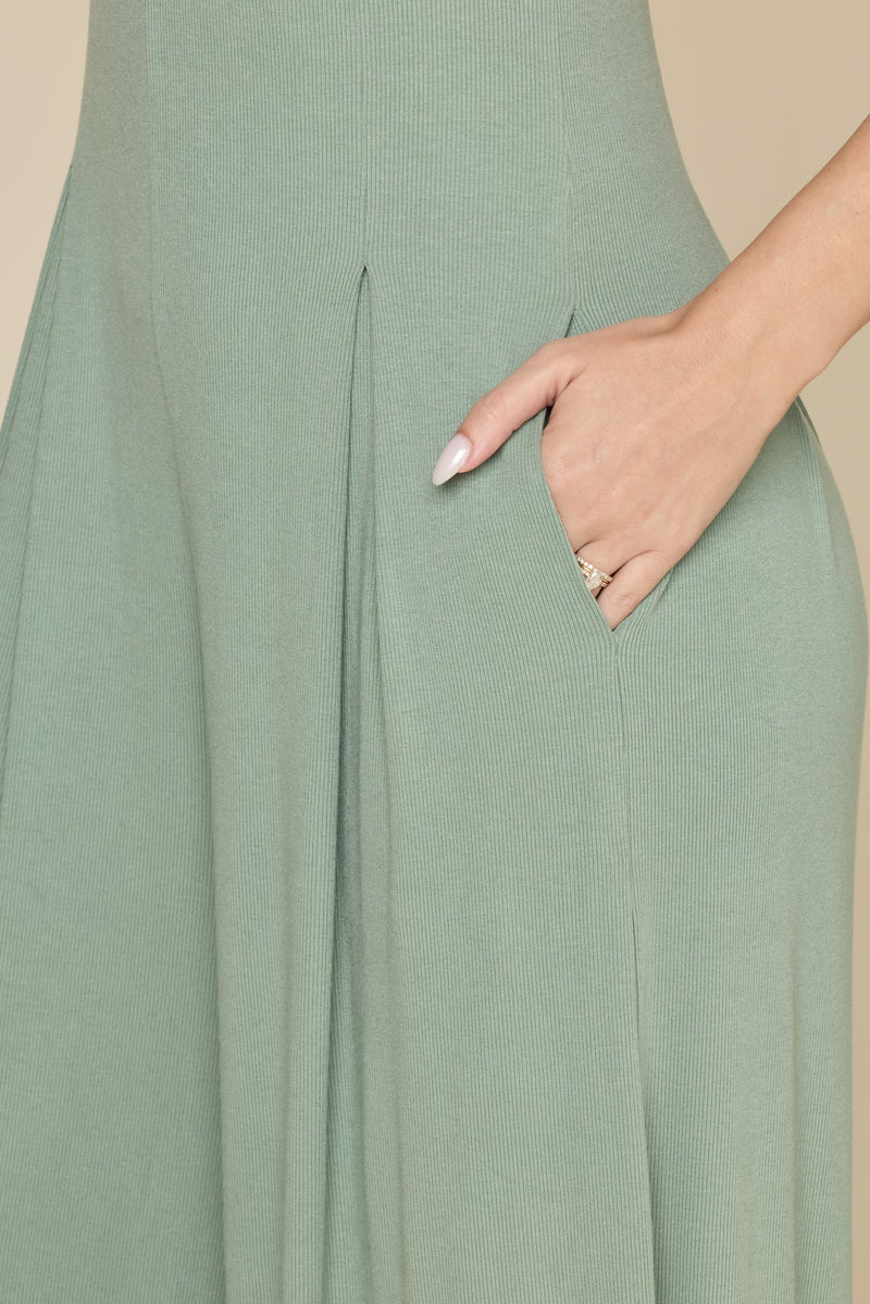 Go With The Flow Jumpsuit - Evening Moss