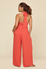 Halter Go with the Flow Jumpsuit - Cayenne