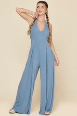 Halter Go with the Flow Jumpsuit - Cool Creek