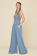 Halter Go with the Flow Jumpsuit - Cool Creek